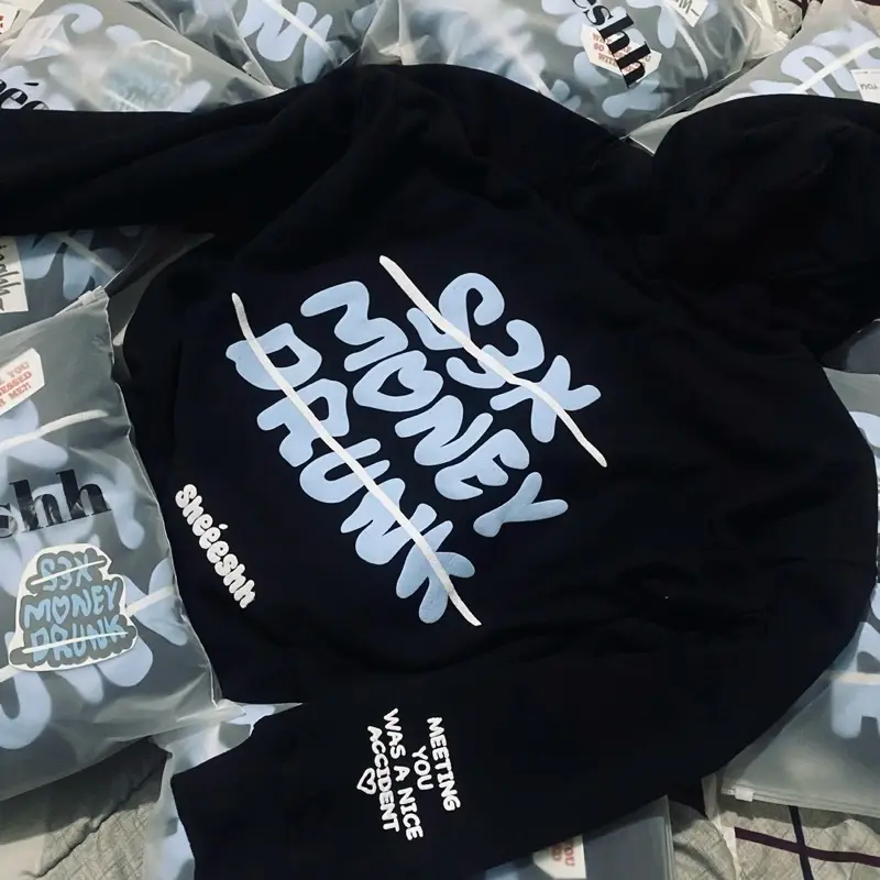 HOODIE BOXY SHEEESHH BLUE| S3X MONEY DRUNK | PINK | Hoodie Pria & Wanita~FREE STIKER