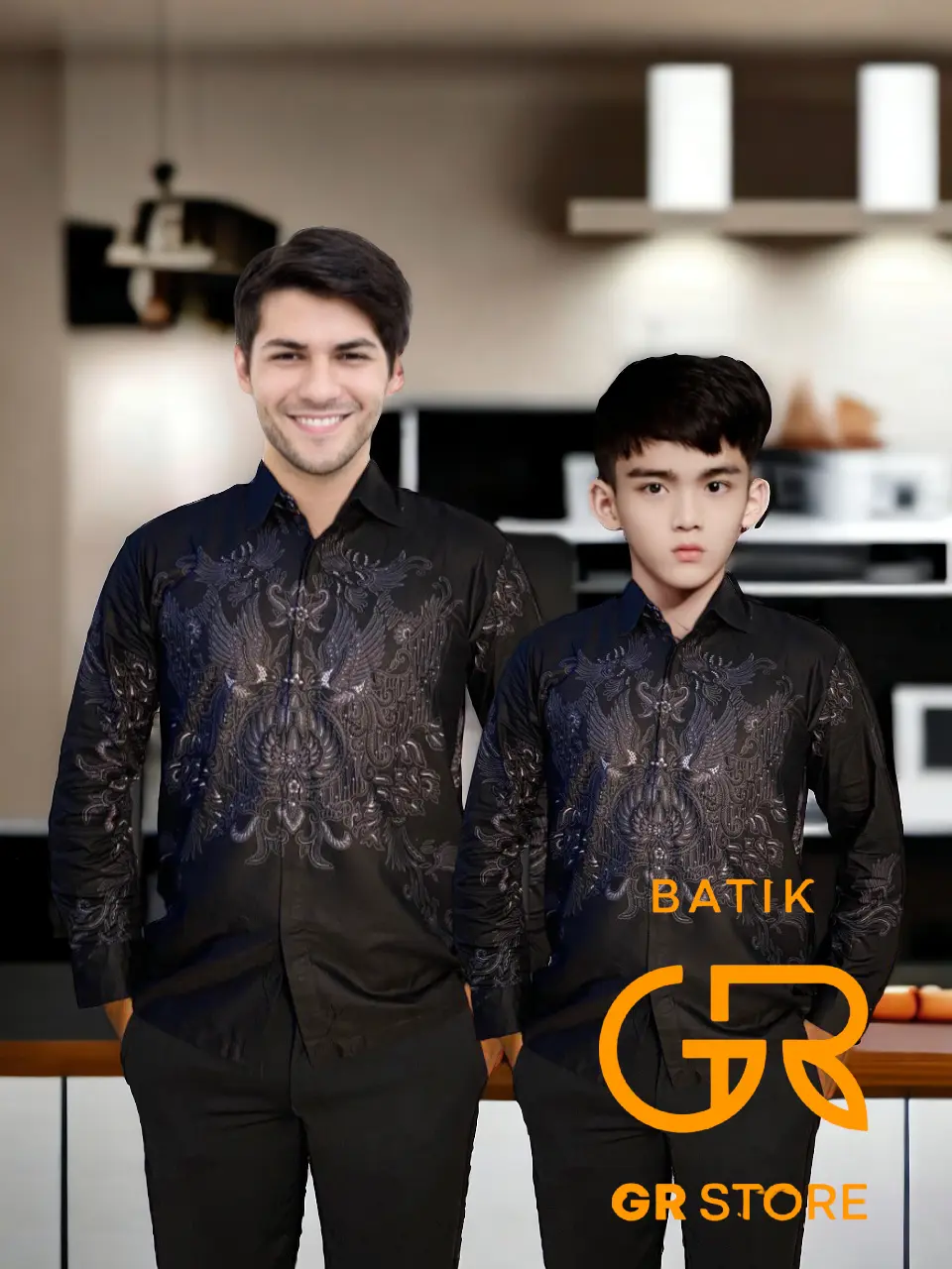Kemeja Batik Ayah Dan Anak Laki Laki Motif Gunda Darma Lengan Panjang Batik GR Store