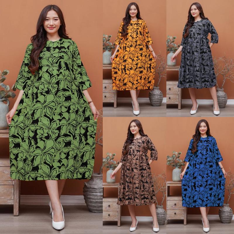Product Introduction of Daster CHIBI LAVINA Busui Resleting Depan Tali Kanan Kiri Daster Rayon Motif Lengan 7/8 Casual Wanita Dress Bumil 5