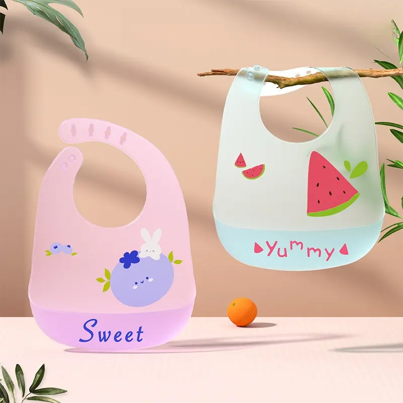 Baby Food Bib Silicone Waterproof Summer Lightweight Baby Food Supplementary Food Bib Newborn  Slippery Bib