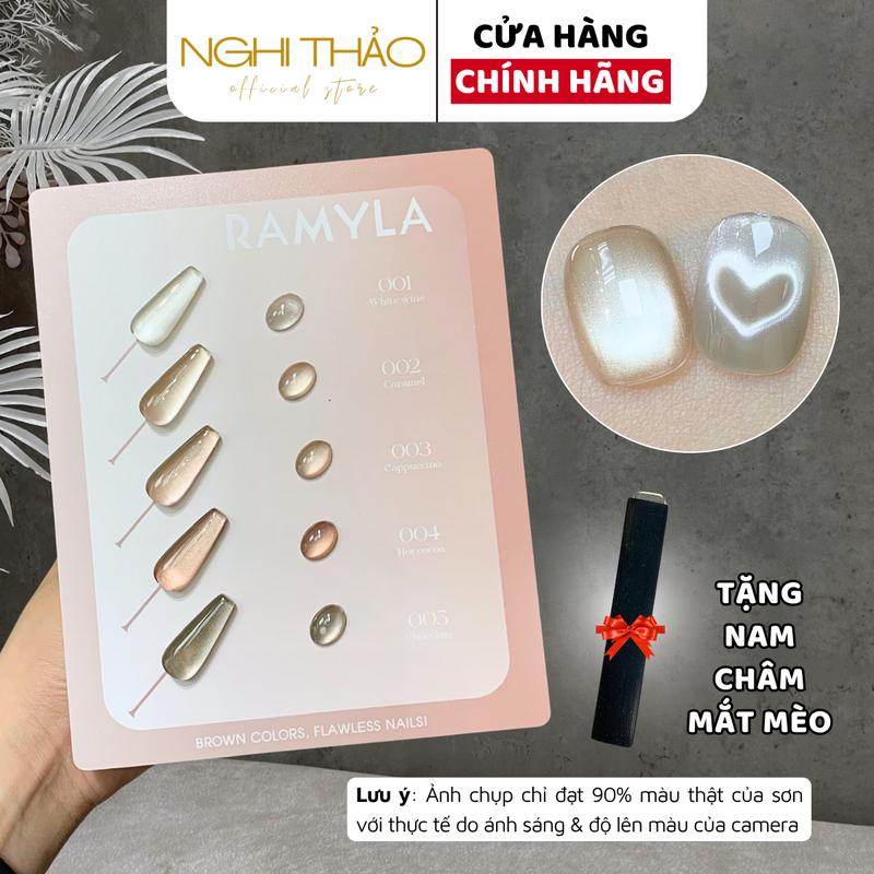 Set sơn gel mắt mèo cực quang nâu RAMYLA 5 màu
