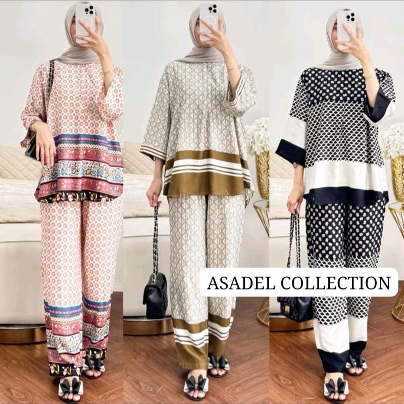 Asadel Anaya Set Rayon Adem Busui Setelan Celana Motif Ibu Muslim Nyaman Panjang 1