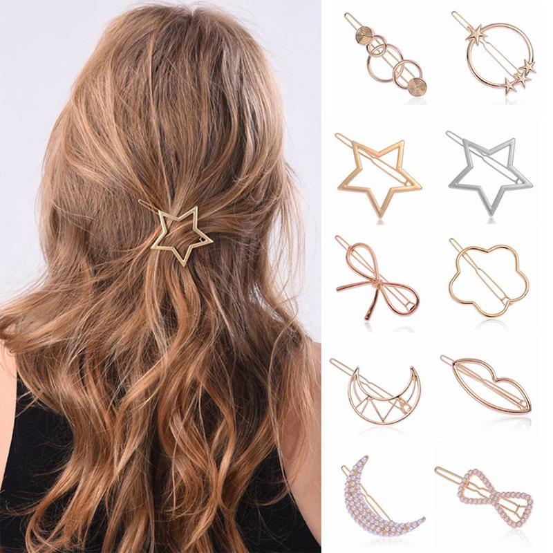 Accessories Hair Styling Ponytail Hairpins Barrettes Knot Hair Clip Metal Hairclips Star Heart Hair Pins Geometric Hairpins 1