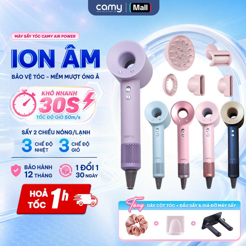 Máy sấy tóc ion âm Camy Air Power 2 chiều nóng lạnh tạo kiểu bảo vệ tóc, tốc độ cao 1600W bảo hành 12 tháng