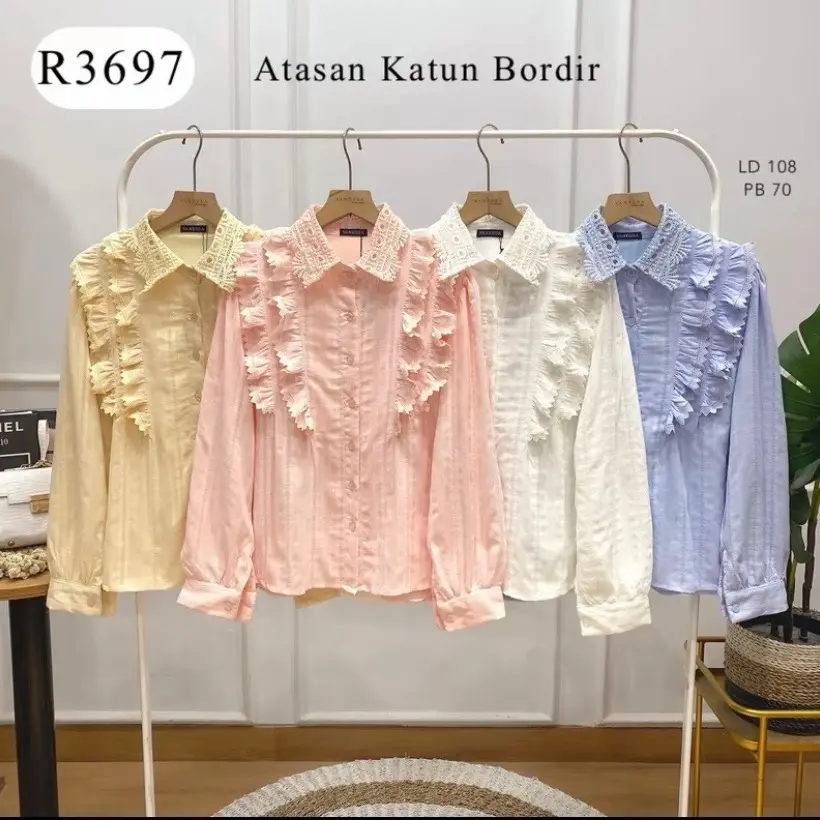 Kemeja rempel  katun import brokat