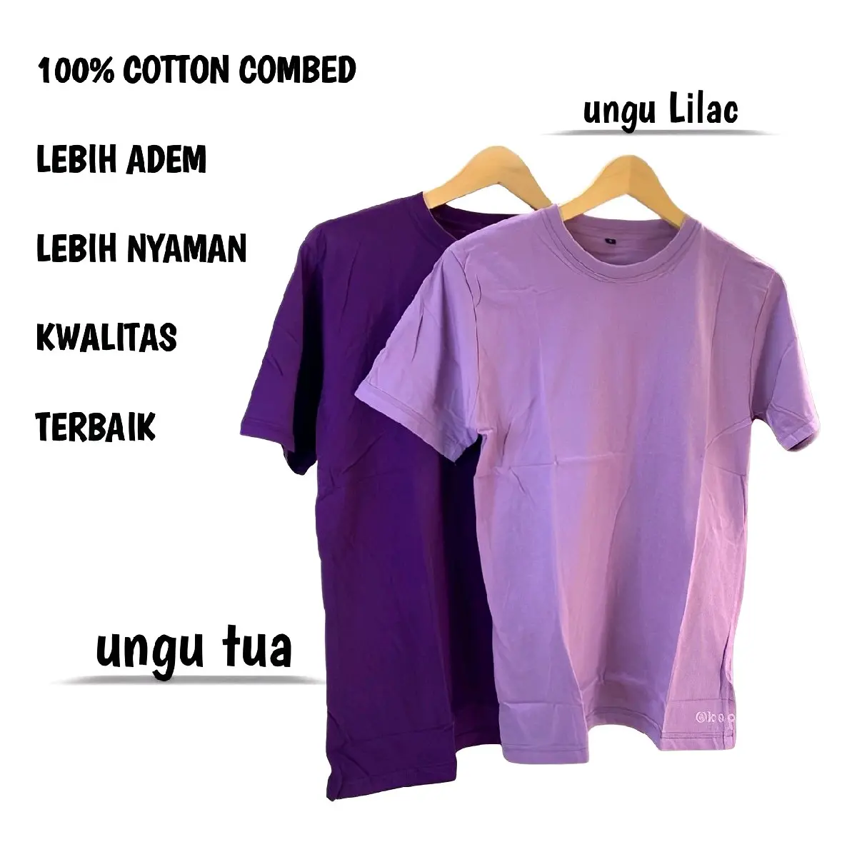 Kaos Polos Ungu Lilac Ungu Tua Bahan Combed 30s Katun Polos Ukuran M L XL XXL Pria Combat Pendek Nyaman