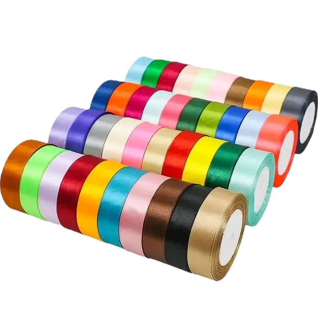 Pita Satin 2,5 cm Per Roll / Pita Satin 25 mm Per Roll Bahan Polyester Halus & Lembut Cocok untuk Dekorasi dan Hiasan 0