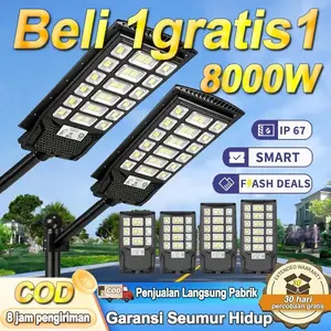 Garansi Seumur Hidup  lampu tenaga surya lampu jalan LED 8000W tenaga matahari IP67 tahan air luar ruangan 0 Biaya listrik Lampu Jalan Sensor smart sensor Tahan Panas dan Tahan Dingin kendali jarak jauh IP67 Tahan Air Pencahayaan 54 jam Beli 1 Grati 1