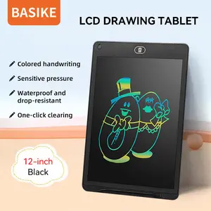 BASIKE Drawing Tablet Writing Papan Tulis LCD One key to clear with lock & stylus Pen Berwarna-warni Layar Black