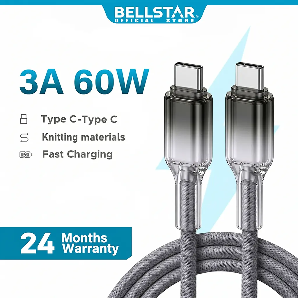 BELLSTAR  Kabel Data Type C To Type C  kabel charger type c Fast Charging kabel type c to c samsung ori kabel casan hp type c kabel iphone fast charger kabel type C to type C casan type c For iPhone 15 Samsung infinix xiaomi redmi macbook kabel charger hp