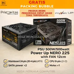 Power Up PSU 500 Watt NERO 225 dengan FAN 12cm Garansi 1 Tahun Komputer - Nero 225 500 watt FREE PACKING BUBBLE