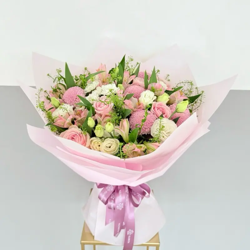 All About Pink 3 - Big Bouquet of Pastel Pink Roses and Airy Filler Flowers