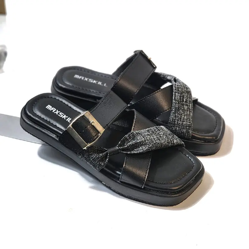 MAXSKILL-ELENA  sandal remaja kekinian super lucu elegant  tali bahan kanvas 5