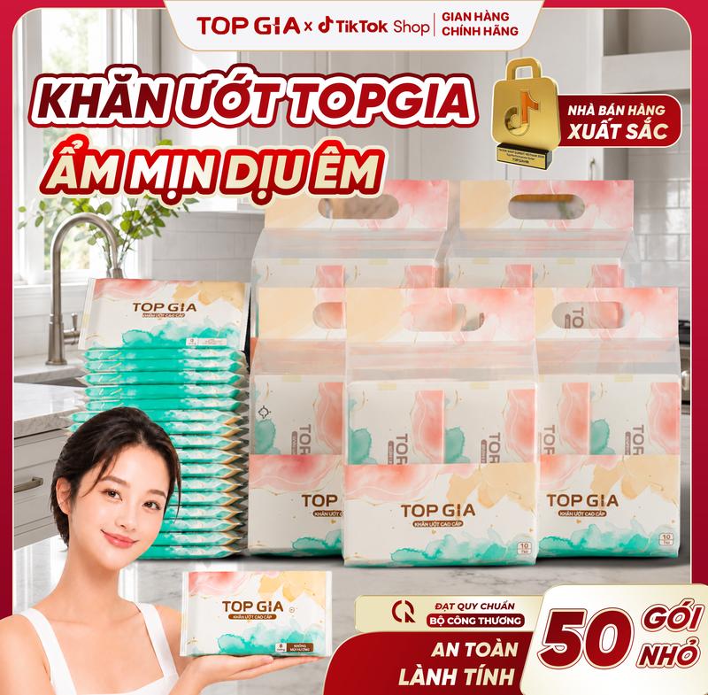 Combo 5 Bịch Khăn giấy ướt bỏ túi TOPGIA tiện lợi dễ dàng bỏ túi