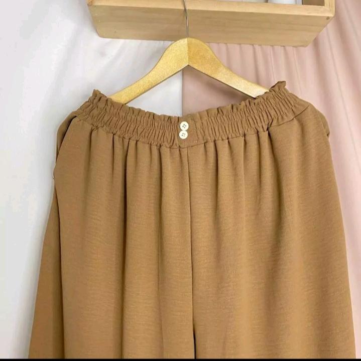 Kulot crincle kancing panjang jumbo bb 35-110kg- bumil big size bahan kringkel airflow pinggang