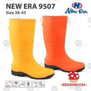 Sepatu Boot Tinggi NEW ERA 9507 Kuning Orange Karet Lokal Nyaman Lentur Anti Slip Boots Shoes