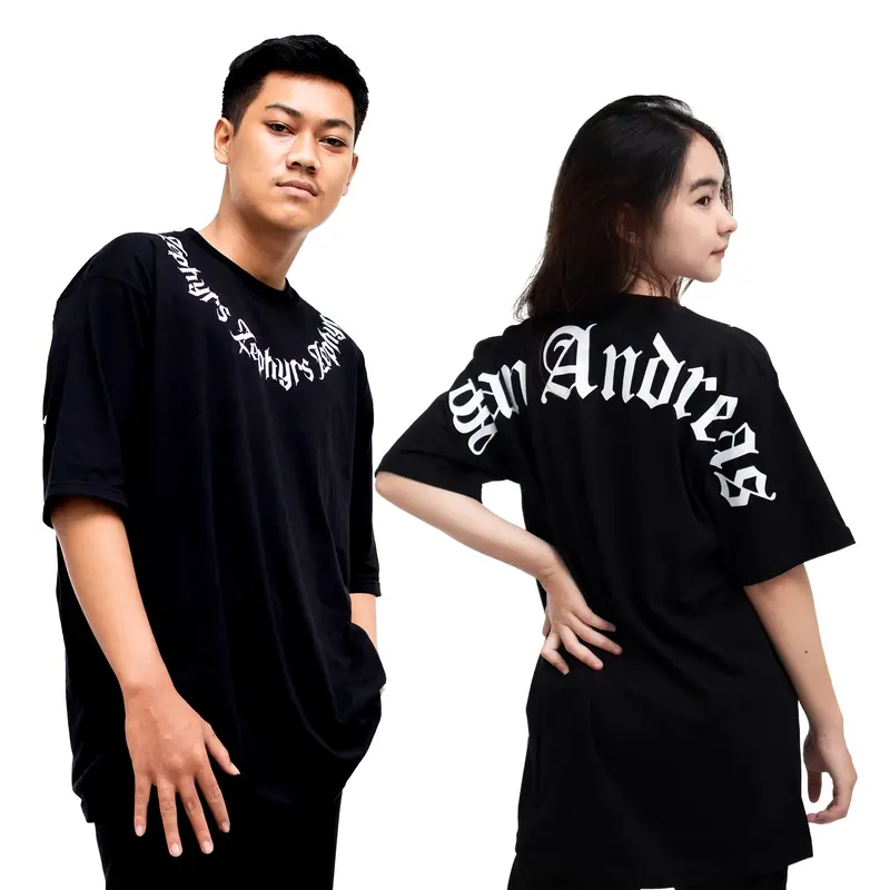 VELUCI BAJU KAOS OVERSIZE PRIA WANITA SAN ANDREAS KATUN COMBAT 30S Combed Panjang 0