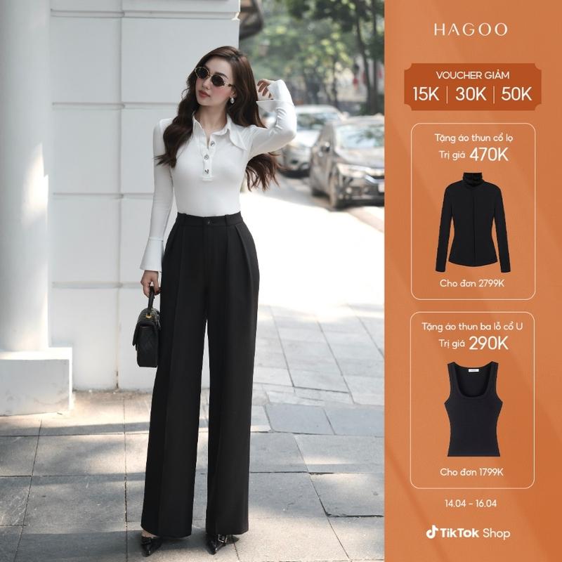 HAGOO Áo thun nữ có cổ dài tay Nữ 3 màu Đỏ/ Đen/ Trắng [ A447 ] Women Polo Top