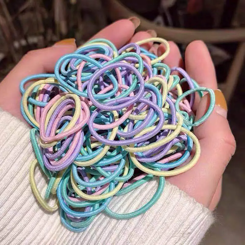 COD (YBL) Ikat Karet Rambut Elastis Warna 100Pcs Tipis kecil kode 510 Gaya Korea untuk Wanita Scruncies (BELI LOKAL) Scrunchies 2