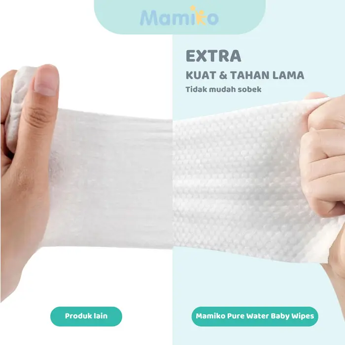 Mamiko Pure Water Baby Wipes - Tisu Basah Bayi 80s (3 Pack) 4