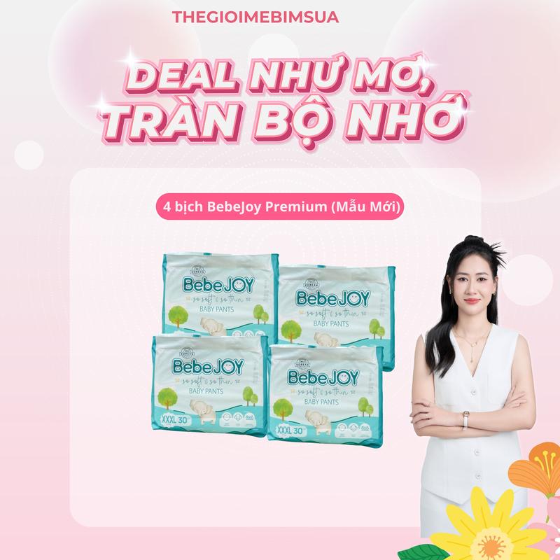 [TGMBS] Combo 4 bịch Bỉm BebeJoy Premium (Mẫu Mới) cao cấp mềm mỏng nhẹ cho bé thoải mái ngày hè