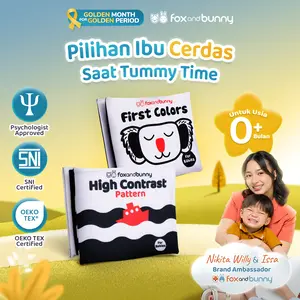 Foxandbunny - Contrast Book Series Newborn 0+ Tahun | First Colors & High Pattern Contrast | Free Contrast Fluffy Teether Bundling Contrast | Baby Book Buku Edukasi Sofbook Soft Book Bayi Aktivitas Anak