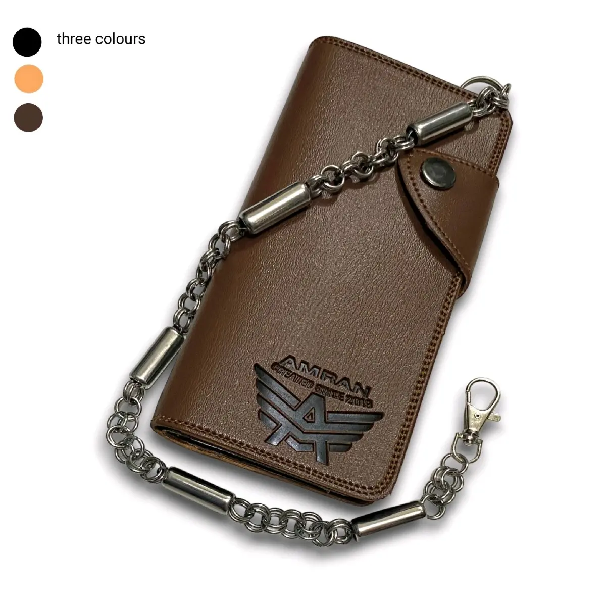 Dompet Pria Kancing Panjang Dompet Rantai Pria Kulit Sintetis