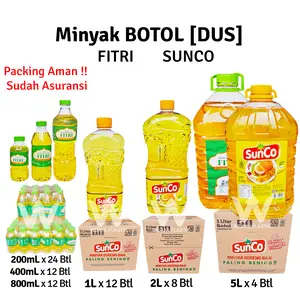 [1 DUS] Minyak BOTOL [SUNCO FITRI FRAISWELL RIZKI TROPICAL ] 200 400 500 800 mL 1L 2L 5L --- 4 8 12 24 @DUS | 1 2 5 liter lt L sunco rizki filma bening goreng kelapa sawit murah wilmar BKP sembako DUS