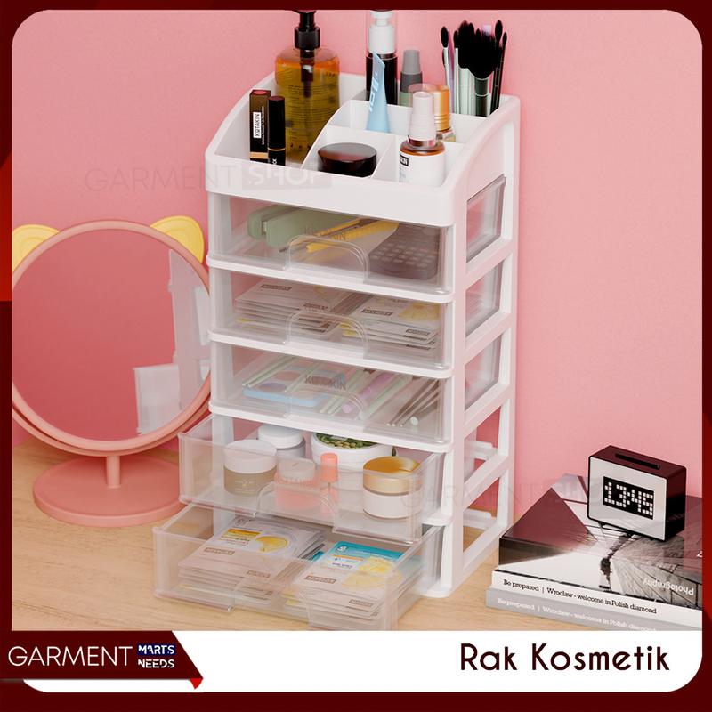 Rak Kosmetik 5 Susun Laci Tarik Organizer Meja Rias Kamar Storage Serbaguna Plastik Putih Aesthetic Bagus 3