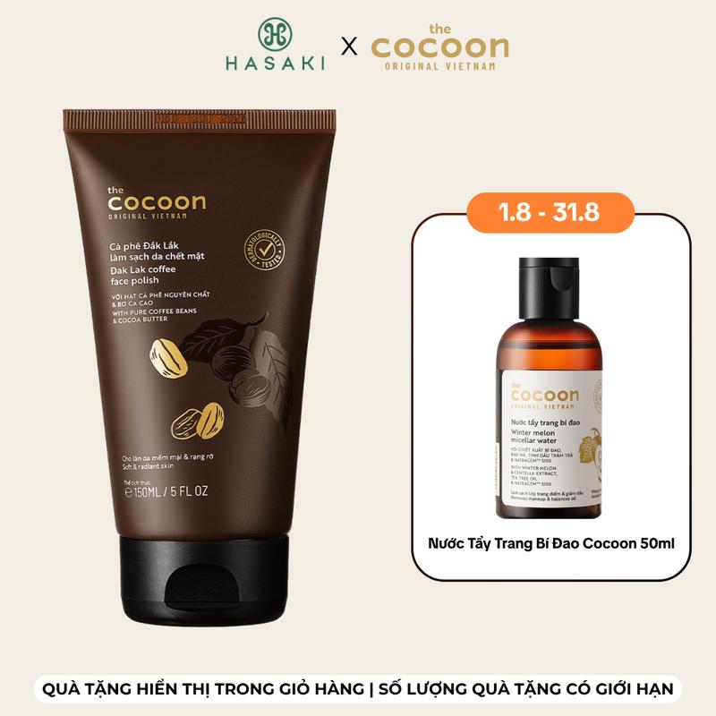 [DIỄN RA TỪ 1-31.8] Tẩy Tế Bào Chết Da Mặt Cocoon Cà Phê Đắk Lắk 150ml Cho Da Nhạy Cảm | HASAKI BEAUTY