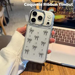 COQUETTE RIBBON GLITTER CLEAR CASE 3D FOR IP 11 12 13 14 15 16 17 PLUS PRO MAX COQUETTE RIBBON GLITTER CLEAR CASE 3D FOR IP 11 12 13 14 15 16 17 PLUS PRO MAX