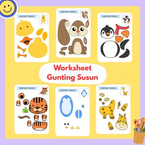 Worksheet Gunting Susun Edukasi Anak HVS A5 Alat Belajar Interaktif untuk Keterampilan Motorik Halus dan Kreativitas