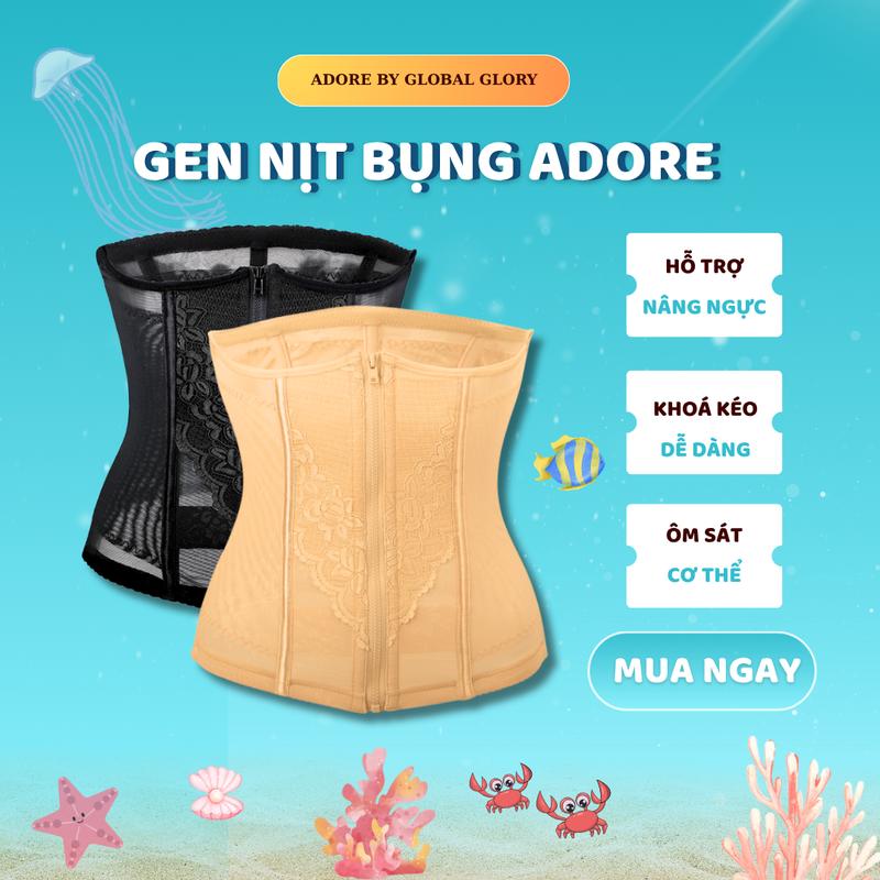 [SALE MẠNH CHỈ HÔM NAY] Đai Nịt Bụng ADORE, Gen Nịt Bụng Định Hình Co Giãn Chất Ren Mặc Thoải Mái, Không Lộ Viền Có Khóa Kéo Ở Giữa Nữ đai nịt