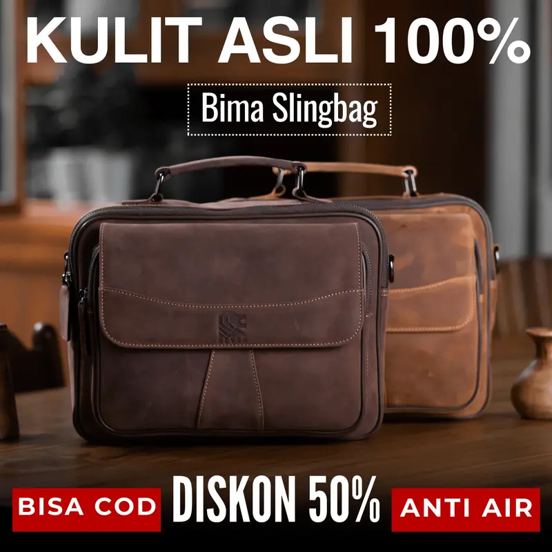 Win Leather - Bima Sling Bag Waistbag Cowok Tas Pinggang Bag, Pria Kulit Sapi Asli Slempang Original Premium Keren Terbaru 0