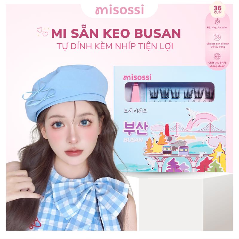 [Series Mi sẵn keo kèm nhíp] misossi Mi Cụm Hàn Quốc Sẵn Keo Kèm Nhíp Busan – Mi Siêu Mềm, Dáng Mắt Mèo Quyến Rũ, Sợi Mi Dài Tự Nhiên Nữ Trang Điểm Women Mỹ Phẩm Cosmetic