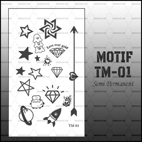 BERTATO-Stiker tato temporer semi permanen Seri TM-01 / Tato temporer anti air semi permanen / Bertato stiker Tato Seri TM-12 Temporary