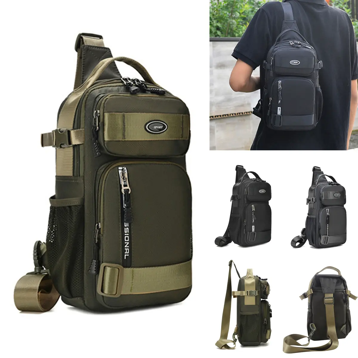 Outdoor Sports Large Capacity Shoulder Bag Men Casual Travel Messenger Bag Multifunctional Chest Bag CCC
