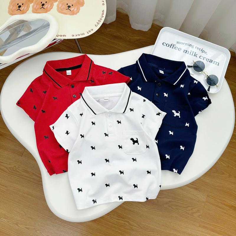 Áo Polo Bé Trai Túi Thêu Chú Chó cực xinh SUMO KIDS áo có cổ cho bé họa tiết ngộ nghĩnh Cho Bé Từ 10-27Kg