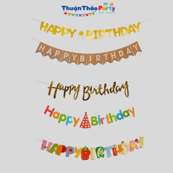 Dây chữ Happy birthday theo chủ đề phi hành gia, kuromi, nhiều tone màu trang trí tiệc sinh nhật, thôi nôi