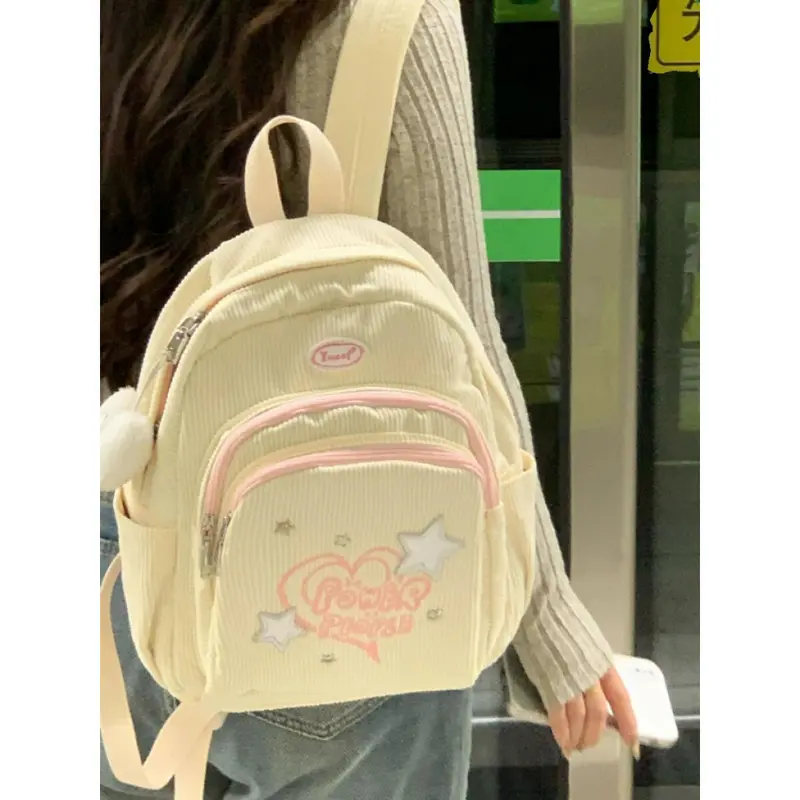Corduroy tas sekolah kecil fashion korea bag kuliah tas ransel wanita Import Tas Sekolah Kecil Ringan Komuter 2