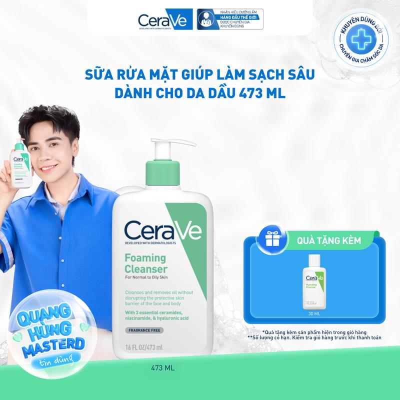 Sữa rửa mặt giúp làm sạch sâu dành cho da dầu Cerave Foam Cleanse 473ML