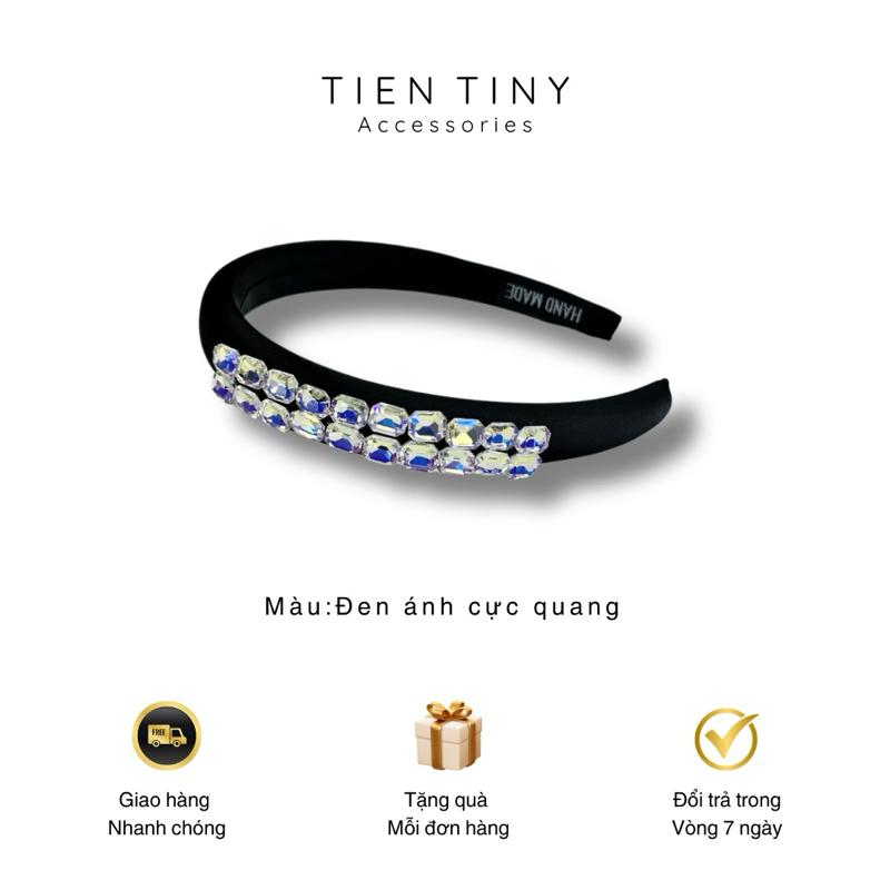 Cài tóc xốp hồng tóc đá pahle vuông phong cách tiểu thư phối đá cao cấp 2
