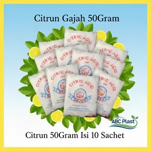 ( 10 Sachet ) Citrun Cap Gajah 50Gram - asam citrun - Citric Acid - Asam Sitrat - Pembersih - Pemutih