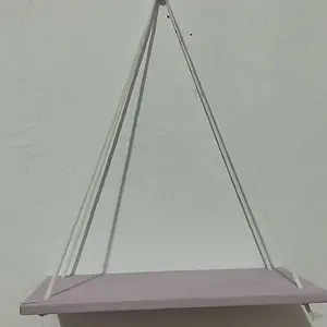 rak dinding gantung 3 susun warna pink Penyimpanan