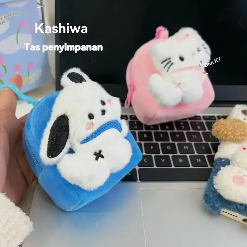 Gantungan Kunci Multifungsi Dompet Koin & Tempat Headphone Mini Keychain Gantungan Kunci Tas Sekolah Liontin Kecil Kartun Gantungan Kunci Gantungan Tas Bonekadompet Koin Dompet Receh Headset Bag Tas Penyimpanan Headphone Liontin Hadiah 2