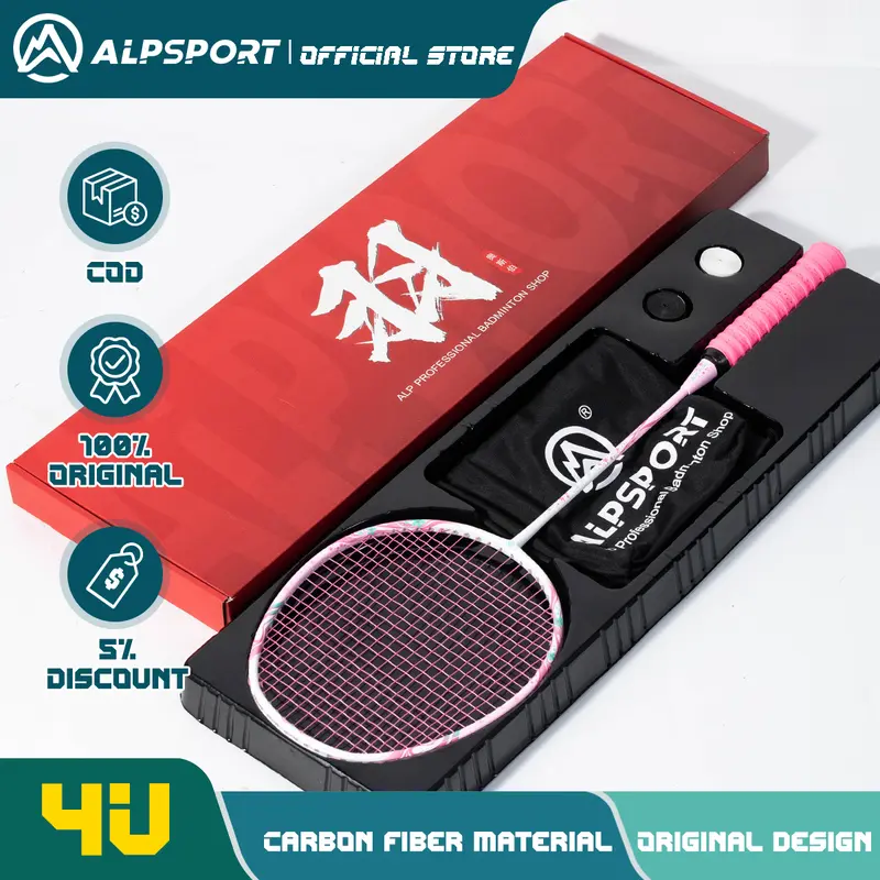 [Flash Sale]Vợt cầu lông, ALP TX 4U T600 trục nhanh phục hồi, cân bằng màu hồng nâng cao,Vợt cầu lông, tối đa 11kg, 100% nguyên bản, vật liệu carbon, thích hợp cho học sinh, tất cả các cấp, màu hồng, [Thanh Toán Khi Nhận Hàng] Sport Nam Cán Vợt 8