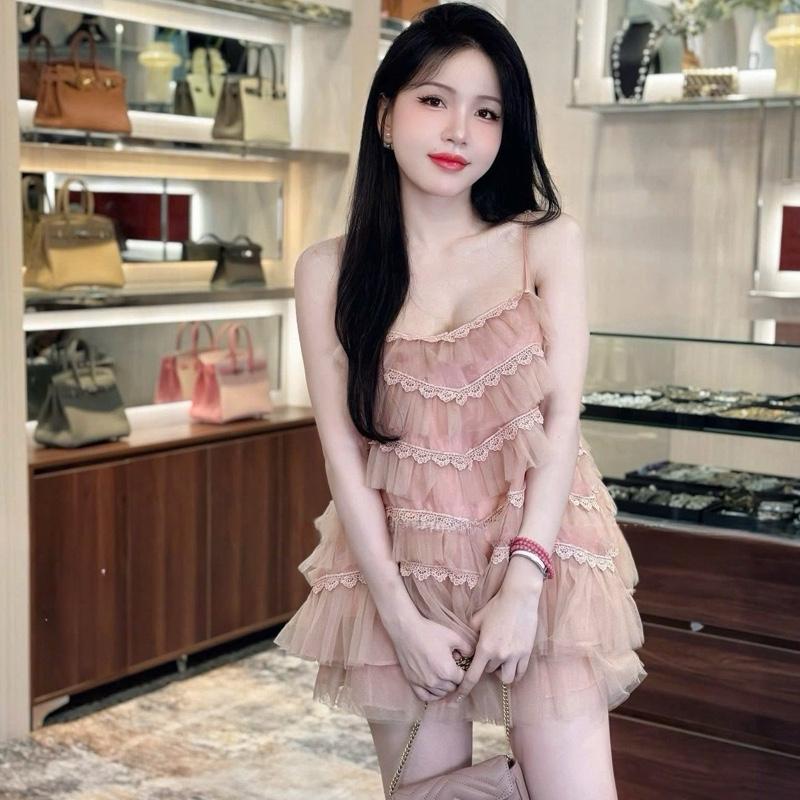 Set( Áo+ Chân Váy) Áo 2s Tơ Lưới Mix Ren Phối Chân Váy Dành Cho Nữ By Trang Mun D87