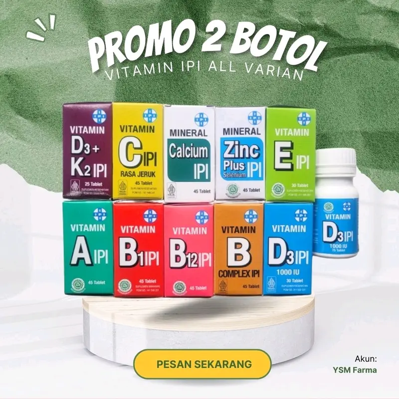 [PAKET 2 BOTOL] Vitamin IPI A B1 B12 C D E ZINC CALCIUM 0