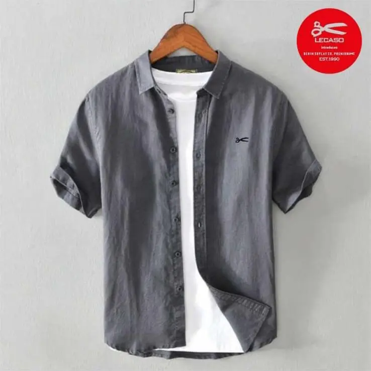 Kemeja pria lengan pendek kemeja pria lengan pendek/kemeja cowok model terbaru kemeja pria slimfit/kemeja pria lengan pendek distro Casual Lembut Nyaman  Formal 1