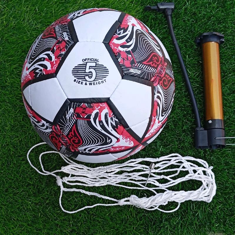Bola Sepak Size 5 Bola Kaki Bola Tendang Specs Batik Hitam Merah Bahan Pu Mpuk Free Pentil&Jaring Ball Outdoor 0
